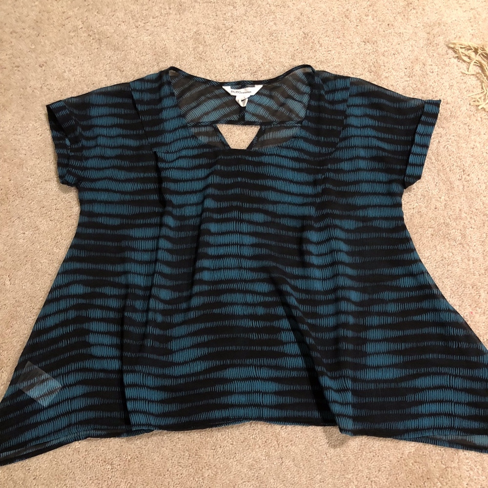 BCBG Generation Short Sleeved Silky Blue Blouse